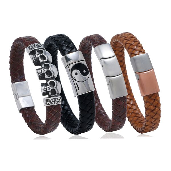 

4 стили mens нового способа кожи тканые манжеты браслет браслеты черный коричневый браслет браслет браслеты ювелирные подарки для мужчин пар, Golden;silver