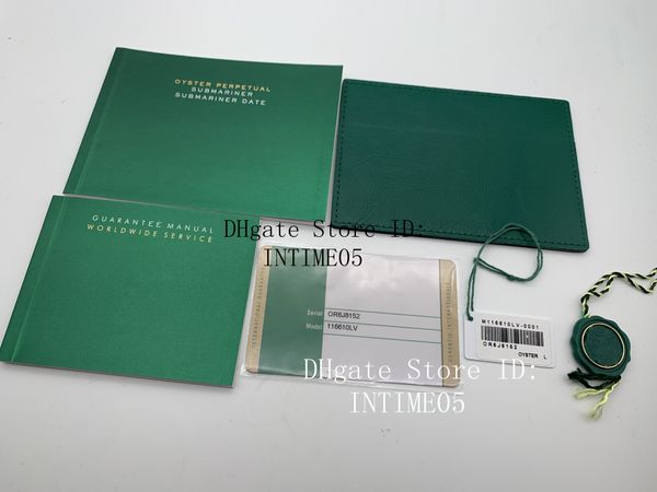 

original correct matching green booklet papers security card watch box for rolex boxes booklets watches print custom cards gift, Black;blue