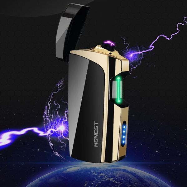 Huashengkj новый двойной дуги ветрозащитный USB циклическая зарядка зажигалка портативный инновационный дизайн устройство зажигания для сигарет курительная трубка инструмент