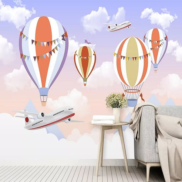 

custom large mural 3d wallpaper cartoon simple creative airplane hydrogen ball bedroom mural tv back wall decor deep 5d embossed