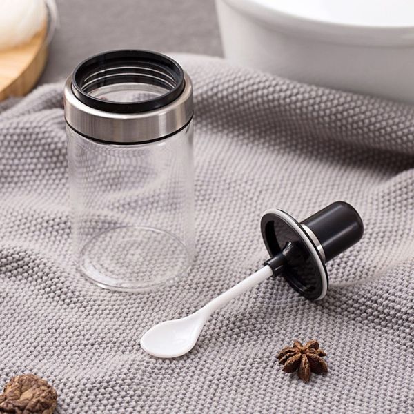 

kitchenware with spoon seasoning jar transparent lid with integrated glass salt jar pepper seasoning cruet other kitchen tools