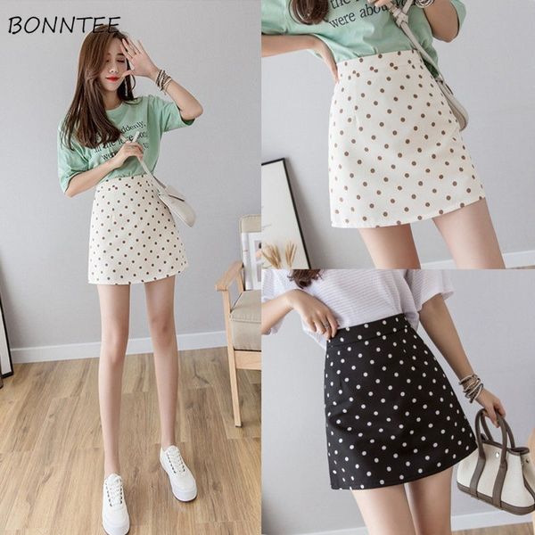 

skirts polka dot short womens summer spring sweet elegant skirt ladies daily simple chiffon breathable was thin clothing chic, Black