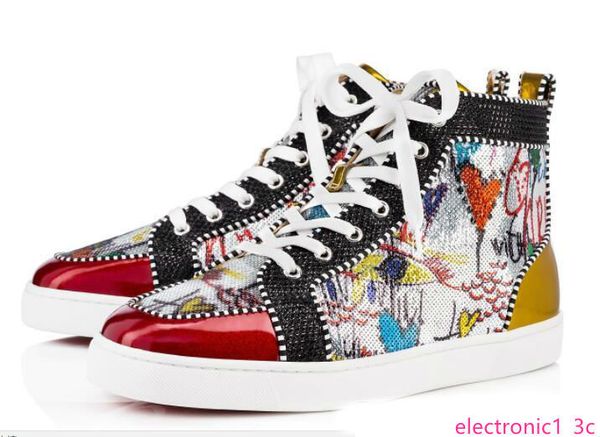 

season sneakers men shoes luxury print silver pik pik no limit rare studs and rhinestones graffiti, Black;green