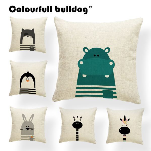 

cartoon cushion covers animal unicorn penguin seal crocodile hippo monkey pilow for kids pillowslip covers small burlap colorful