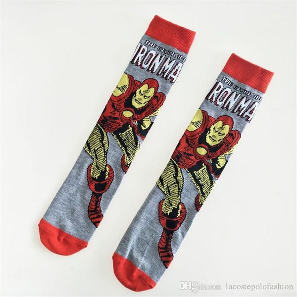 

mens socks cartton hero series print fashion homme socks sport casual mid calf hosiery marvel movie peripheral, Black