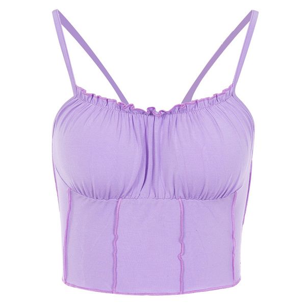 

women mini sleeveless spaghetti strap casual tank midriff-baring ruffle sling bodycon slim fit crop summer chest wrap, White