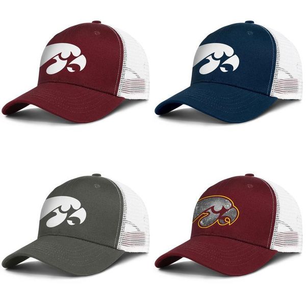 

iowa hawkeyes football white logo adjustable trucker cap ball designer unique fashion baseball hat old print effect flag football, Blue;gray