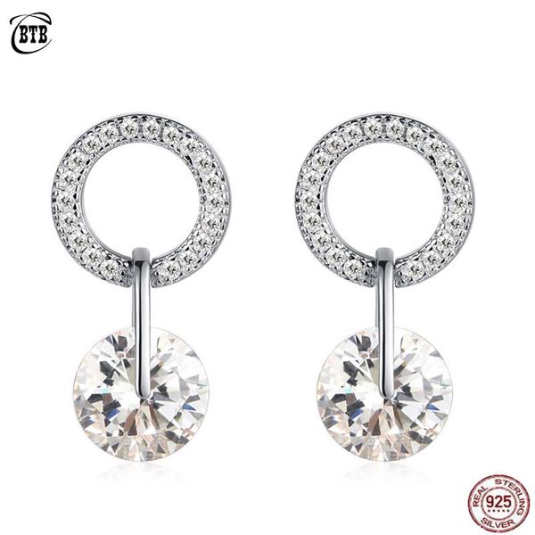 

925 sterling silver white gold color elegant drop earring fashion lady wedding earrings with blue green red black purple zircon