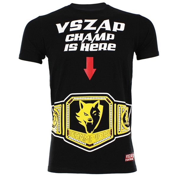 

champ is here mma t shirt ufc muay thai boxing club workout t shirts kickboxing tee mens black boxing robes, Black;red