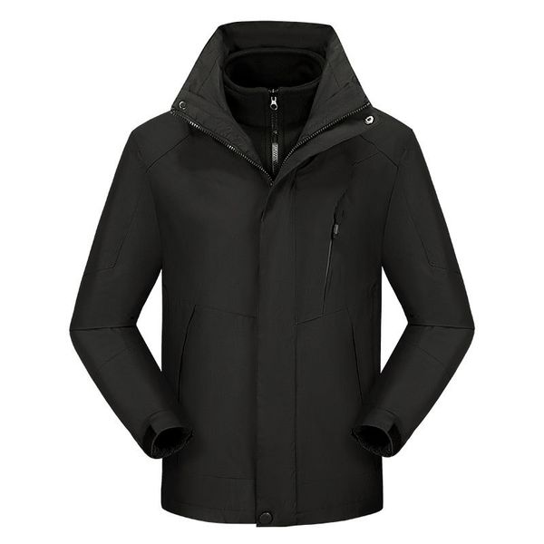 2019 Mens Thick Fleece Winter Coat Hooded Outdoor Solid Jacket