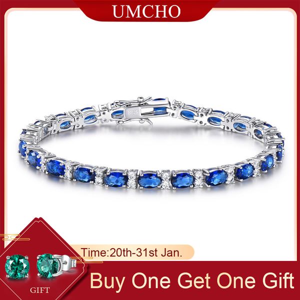 

umcho blue spinel bracelets for women friendship925 sterling silver jewelry romantic birthstone gemstone tennis bracelet jewelry, Black