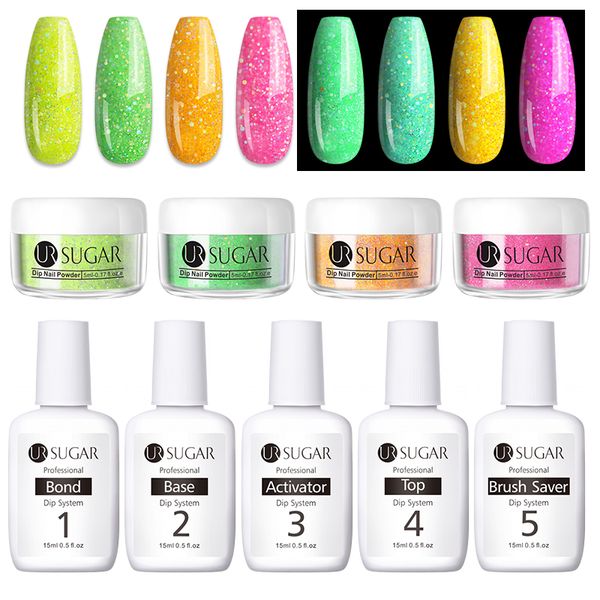 

nail glitter ur sugar 9pcs dip powder set kit dipping art decorations natural dry nails dust no need cured lamp, Silver;gold