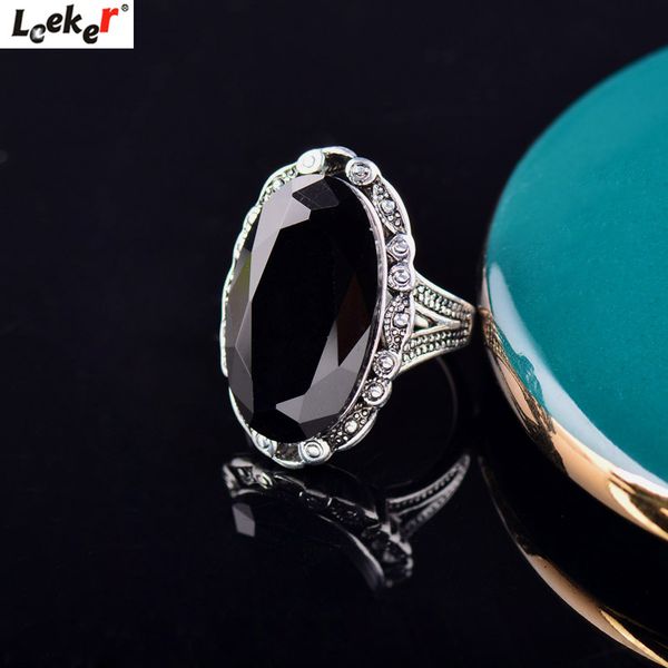 

leeker женщины vintage большой черный овальные кольца женщины свадьба обручальное antique silver цвет ювелирных изделий 516 lk9, Golden;silver