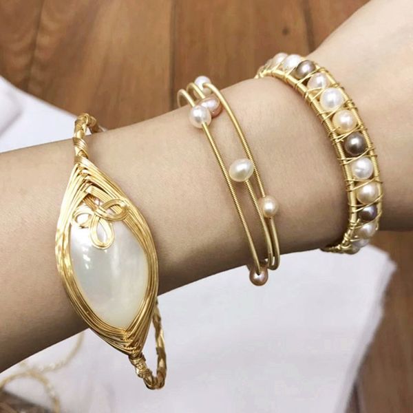 

bangle natural freshwater pearl bracelet bohemian baroque women's accessories 2021 charm boutique jewelry gift for girl, Black