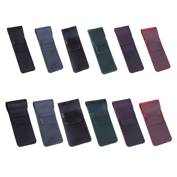 

retro leather pencil fountain pen bag pouch storage protective sleeve cover gift
