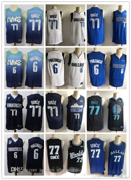 

men dallas mavericks luka 77 doncic kristaps 6 porzingis dirk 41 nowitzki basketball shorts basketball jersey, Black;red