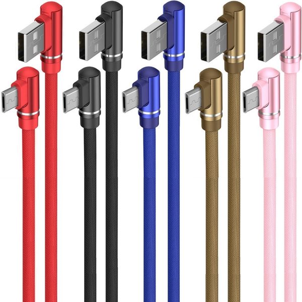 

fabric type c micro usb cable 1m 3ft 2.4a 90 degree alloy braided nylon cables for huawei lg samsung s8 s9 s10 tablet pc