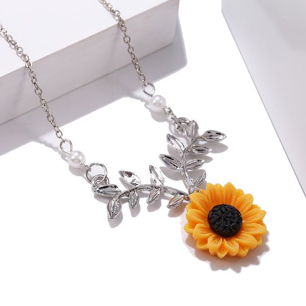 

beautiful gold silver color sunflower necklace for girls handmade adjustable friendship necklace for friend birthday gift