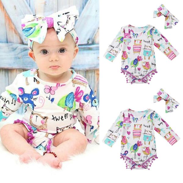 

pudcoco brand new newborn kids baby girls cartoon print long sleeve boydsuit outfits set clothes
