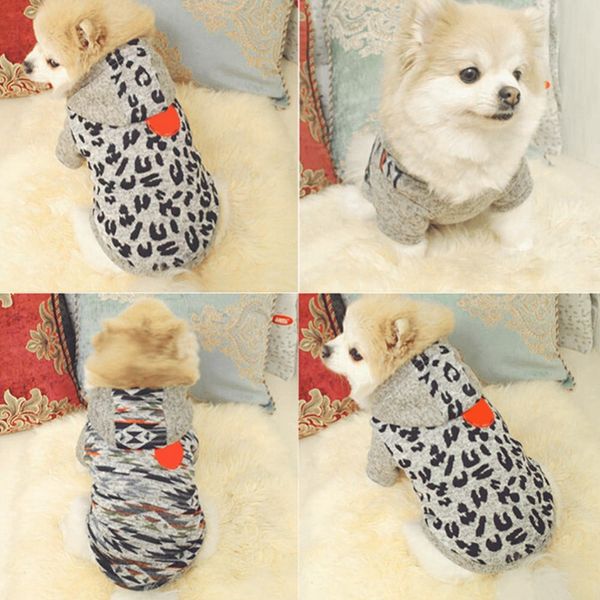 

winter pet coat cotton padded warm puppy wool fabric leopard print breathable two-legs dog clothes