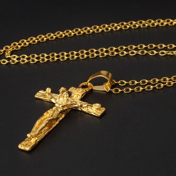

2018 new cross inri crucifix jesus piece pendant & necklace stainless steel men chain christian jewelry gifts vintage, Silver
