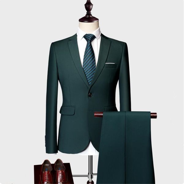 

2019/ men's fashion slim suits men's business casual clothing groomsman 2-piece suit blazers jacket pants, White;black