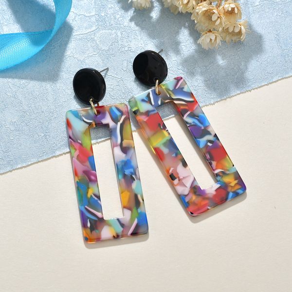

mestilo handmade colorful acrylic dangle earrings for women leopard print geometry big square earrings acetate brincos gifts new, Silver