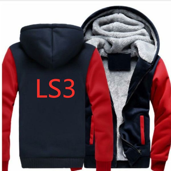 

ls3 men's winter warm hoodies man casual hooded pullover sweatshirts thicken zipper jackets harajuku sportswear hooded coats top, Black