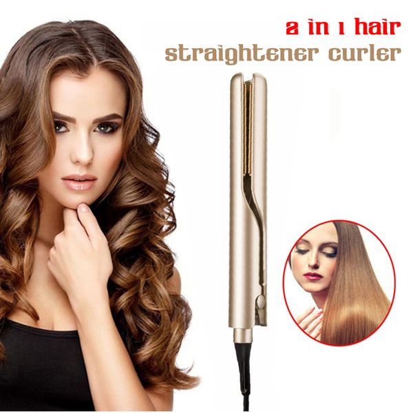 

professional electric straightening iron&curling iron hair curler 2 in 1 hair straightener flat irons ceramic styling tools