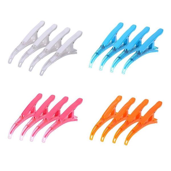 

4pcs plastic elastic hair clips antislip crocodile hairpin hairdressing kit, Golden;silver