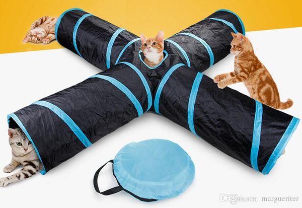 

folding cat channel creative sound paper long tee tunnel puzzle pet toys cat training toys cat supplies gifts