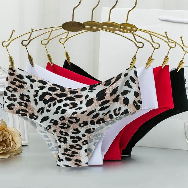

women's panties leopard print breathable briefs ultra-thin low waist female underwear, Black;pink
