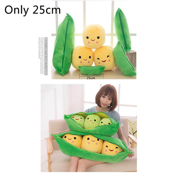 

25cm cute pods pea shape 3 beans with cloth case stuffed plant doll creative soft lovely plush home decoration toy