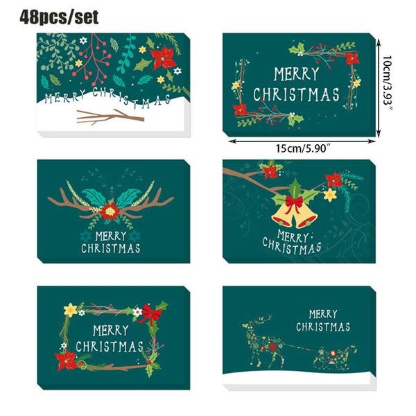 

48-pack merry christmas greeting cards bulk box set holiday xmas greeting cards with 6 winter holiday designs envelopes included