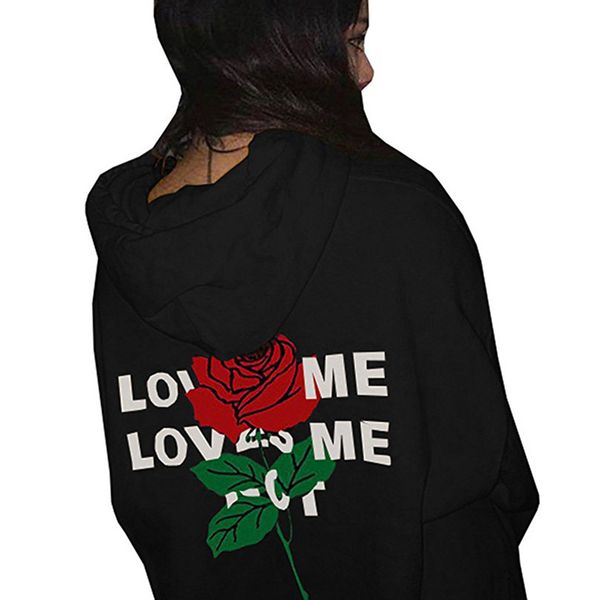 

Women Autumn Winter Warm Sweatershirts Fashion Long Sleeve Floral Rose Print Hooded Tops Casual Loose Hoodies