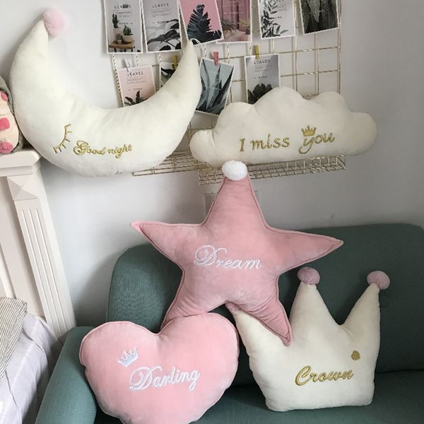 

pink crown love shape pillows round cloud moon star decorative throw cushion pillows sofa chair floor cushion car home decor