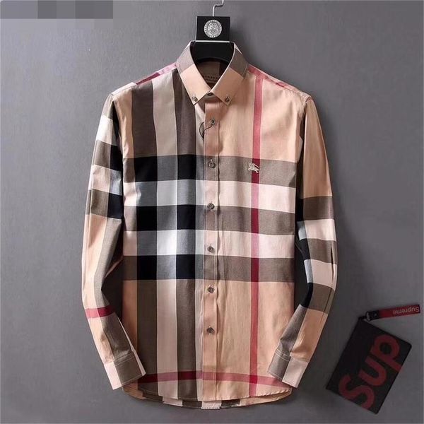 

Бренд мужской бизнес повседневная рубашка мужская с длинным рукавом в полоску slim