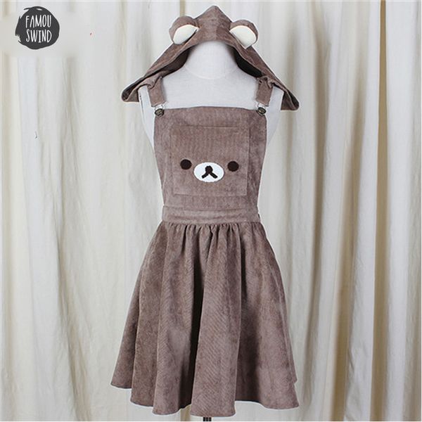

new dress lolita fashion japanese a line cute bear embroidery gown harajuku dress drop shipping good quality, Black;gray