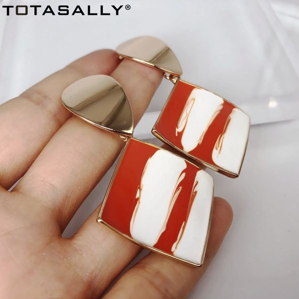 

f.j4z new women dangle earrings punk red & white enamel square party earrings ladies jewelry gifts brincos bijoux dropship, Silver