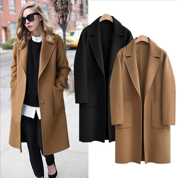 

new autumn and winter women's clothing 5xl medium and long loose wool coat in large size in europe america 2019, Black