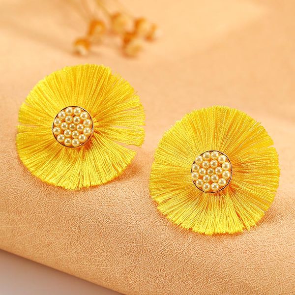 

fashion earrings for women 2019 statement earrings kpop accessories round tassel colorful boho jewelry wholesale, Silver