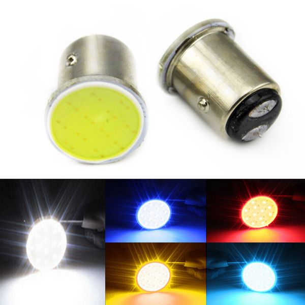 

10 pcs 1156 led cob p21w ba15s 1157 les turn signal tail bulb brake fog lamp reversing light white energy saving dc 12v