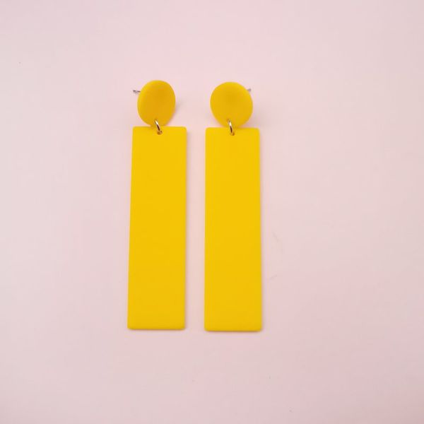 

stud qumeng korean simple geometry fashion earrings elegant rectangular acrylic rubber paint for woman candy color jewelry, Golden;silver