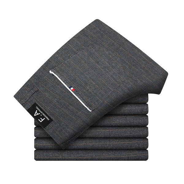 

Spring Autumn Smart Pants Mens Regular Business Straight Pantalones Homme Blue Gray Black Cotton Trousers Male Plus Size 28-38