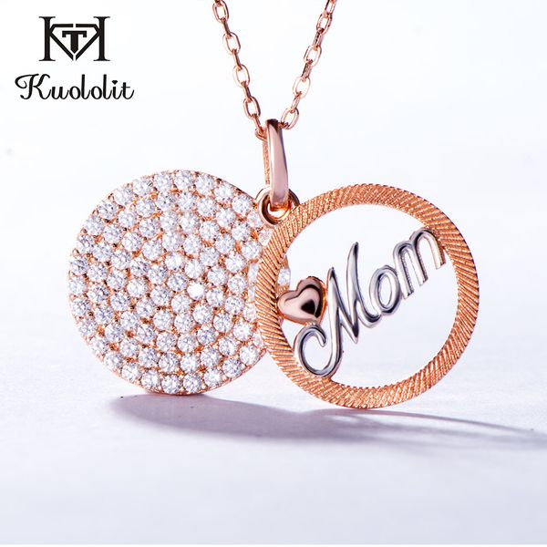 

kuololit zircon gemstone set pendant for women solid 925 sterling silver rose gold letter necklace weldding gifts fine jewelry