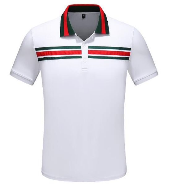 

rengfy 2019 brand designer polos men casual polo t shirt snake bees tiger embroidery strip polos high street fashion classic polo shirts, White;black