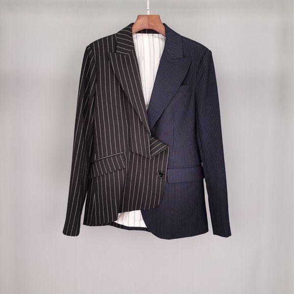 

2019 fashion new women striped patchwork coat blazer ddxgz2, White;black