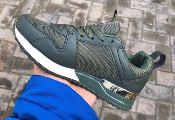 

luxury popular leather casual shoes women men designer sneakers shoes fashion leather lace up shoe mixed color, Black