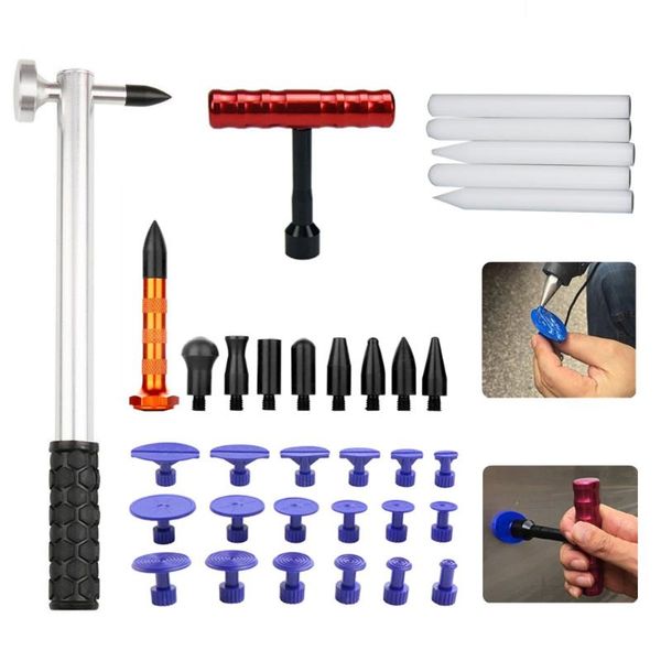 

pdr tools dent repair tools kit t-bar hand lifter glue tabs puller hammer knock down pens