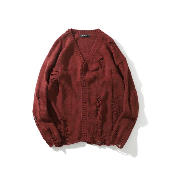 

original high street hole sweater men cardigan loose hip hop pull homme sweater blusa de frio masculino sweaters, White;black